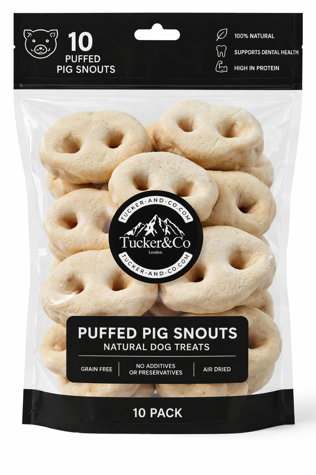 Natural Puffed Pig Snouts - Pack of 10