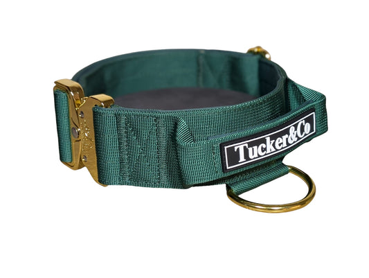 Tucker&Co Emerald Green/Gold Tactical Dog Collar.