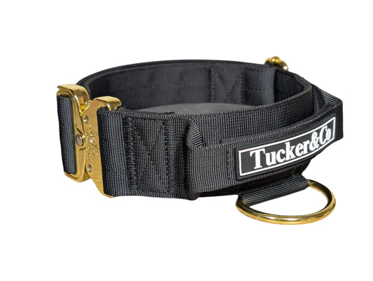 Tucker&Co Black/Gold Tactical Dog Collar.